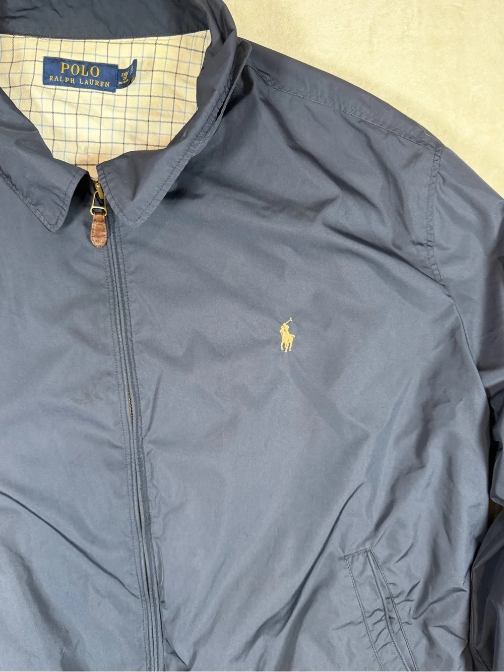 Polo Ralph Lauren 2XB Navy Full-Zip Lined Windbreaker Harrington Jacket